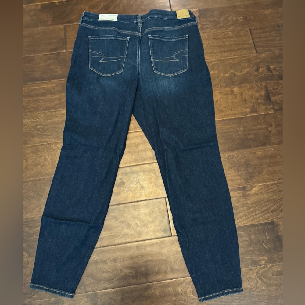 American Eagle Dark Blue Women’s Jeans - Classic Straight Fit Curvy Size 20 Long